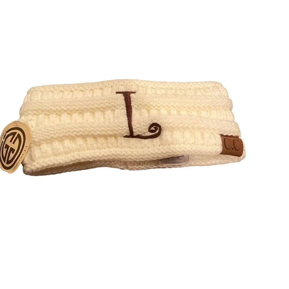 C C Girly Girl Knit Headband Crocheted L Monogrammed On The Front
